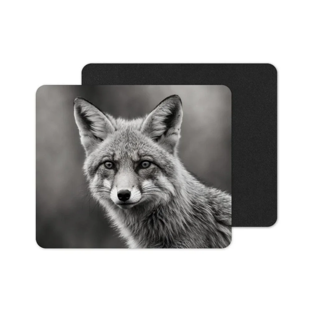 Black‎ And White Fox Mouse Pad: Vibrant Neoprene Computer Accessory
